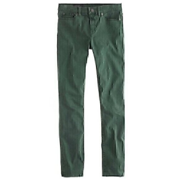 J. CREW Sateen Toothpick Pant Olive ish Green Super Skinny Cropped Crop Ankle 27 - Picture 1 of 12